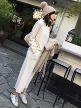 Soft Knitting Spun With-hat Sweater + Wide Leg Pants Suits